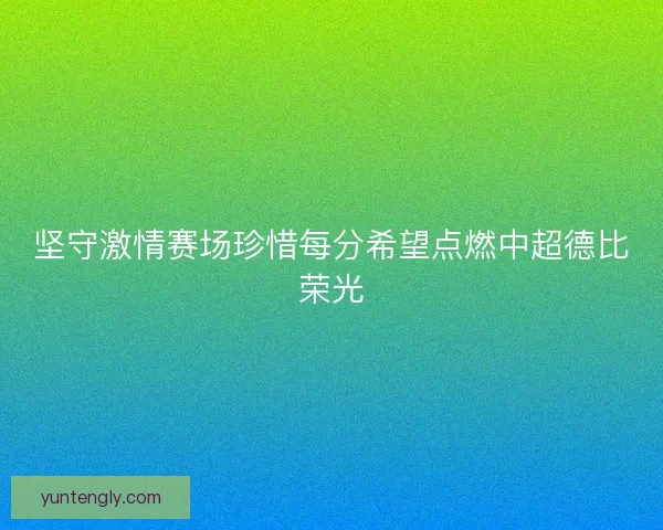 坚守激情赛场珍惜每分希望点燃中超德比荣光